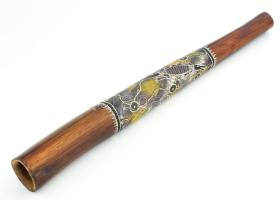 Didgeridoo. Ausztrália, XX. sz. második fele, díszített fa. Kopással, h: 70 cm