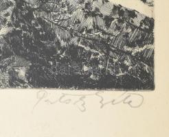 Pataky Béla (1932- ): Békás-szoros (Erdély). Rézkarc, papír, jelzett, lapon apró foltokkal, 47×37 cm...