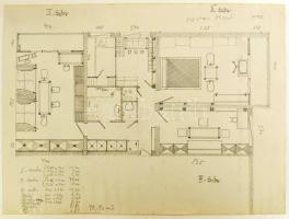 "Építményalbum - Till Árpád", 3 db belsőépítészeti tervrajz, nagyméretű albumban (többi la...