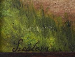 Szentesy jelzéssel: Libapásztorlány. Olaj, karton. Fakeretben. 25x34,5 cm