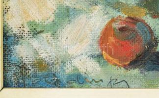 Olvashatatlan jelzéssel: Csendélet. Olaj, farost. Dekoratív fakeretben. 17x23 cm