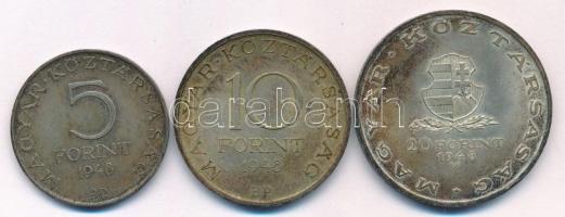 1948. 5Ft Ag "Petőfi" + 10Ft Ag "Széchenyi" + 20Ft Ag "Táncsics" "...