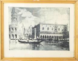 Szentgyörgyvári Gyenes Lajos (1890-1971): Venezia (Velence). Rézkarc, papír. Jelzett. Lap széle kissé foltos. Üvegezett, sérült fakeretben, 30×42 cm