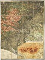 cca 1890 Übersicht der Tátra-Gebietes. A Magas Tátra nagy méretű litografált térképe vászonon. 75x52 cm / Large litho map of the Tatra