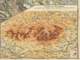 cca 1890 Übersicht der Tátra-Gebietes. A Magas Tátra nagy méretű litografált térképe vászonon. 75x52...