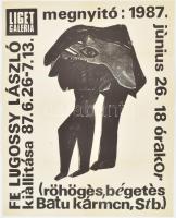 1987 FeLugossy László kiállításának plakátja. Liget galéria, 30x38 cm Hajtva