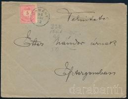 1890 5kr elfogazva levélen ÜRMÉNY Esztergom