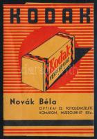 cca 1940 Kodak fotó tasak art deco reklámgrafikával, Novák Béla komáromi fotószaküzlete