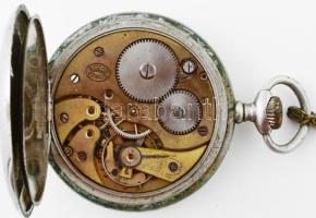 Régi zsebóra, fémházas, repedt számlap, nem működik