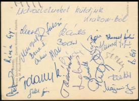 A Vasas Izzó labdarúgócsapatának tagjai által aláírt képeslap / Autograph signed postcard of Hungari...