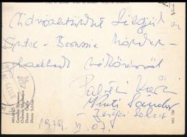 1981 Az Inter-Borussia labdarúgó mérkőzés 3 játékvezetői, közötte Palotai által aláírt képeslap / Au...