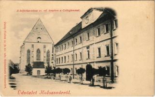 Kolozsvár, Cluj; Belfarkas utcai református templom, Kollégium. Dunky fivérek fényképészek / Calvinist church and boarding school (EK)