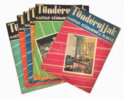 1934 Tündérujjak kézimunka újság 6 db száma (fél évfolyam), X. évf. 1-6. sz., 1934. január-június. Fekete-fehér képekkel, mellékletekkel. Vegyes állapotban.