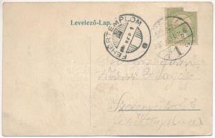 Orsova, MFTR Margit gőzös. Szecessziós montázs hölggyel / Hungarian passenger steamship. Art Nouveau...