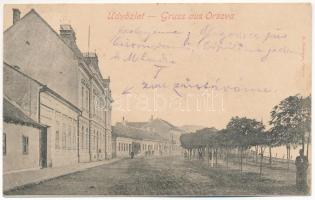 1899 (Vorläufer) Orsova, utca. G. Hutterer kiadása / street view (fl)