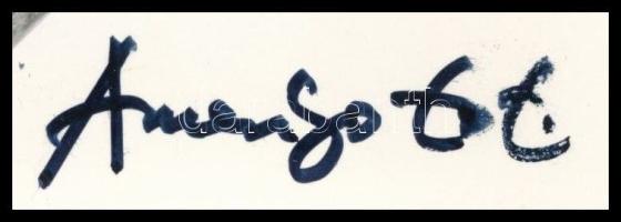 Amerigo Tot grafikus autográf aláírással ellátott, saját szobrát ábrázoló képeslap 10x14 cm