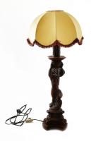 Puttó figurás asztali lámpa, műgyanta, búrával, kopással, m: cca 80 cm