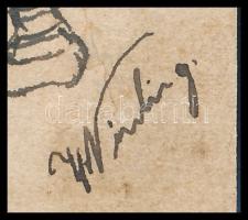 Wiling jelzéssel. Középkori jelenet. Tus, karton 12x15 cm