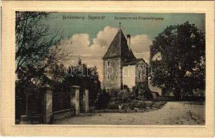 1917 Segesvár, Schässburg, Sighisoara; Seilerturm mit Friedhofeingang / Kötélverők tornya és a temető bejárata. W. Nagy kiadása / tower, cemetery (EK)