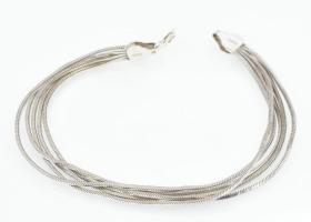 Ezüst (Ag) 5 szálas szögletes kígyó karkötő, jelzett, h: 18 cm, nettó: 9,1 g