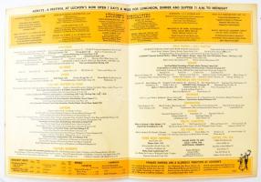 1974 New York, Lüchom's Restaurant étlap-itallap, kissé viseltes állapotban, 34,5x25,5 cm