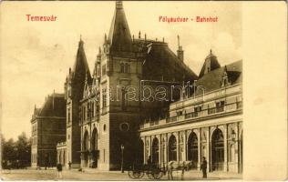 1910 Temesvár, Timisoara; Pályaudvar, vasútállomás / Bahnhof / railway station (EK)