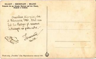 1933 Brassó, Kronstadt, Brasov; Ruinele de pe Tampa / A Millenniumi emlékmű (Árpád-szobor) romjai a ...
