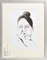 Szunyoghy Viktória (1983-): Hazug. Akvarell, tus, papír, jelzés nélkül. Címkén feliratozott. Üvegezett fakeretben. 29x21 cm