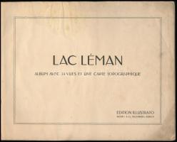cca 1920-1930 Lac Léman (Genfi-tó, Svájc), album 33 fekete-fehér képpel (+ 1 térképpel), zsinórfűzés...