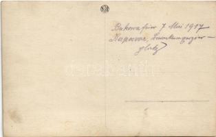 1917 Kaposvár, Osztrák-magyar katonák és tisztek csoportja. photo (vágott / cut)