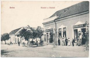 1913 Bethlen, Beclean; Fő tér, Babcsák Gerő és Babcsák A. üzlete. Schönfeld és Dávid kiadása / main square, shops (felszíni sérülés / surface damage)