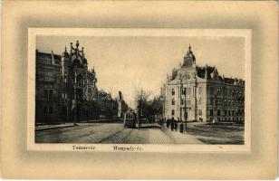 Temesvár, Timisoara; Hunyady út, villamos, étterem. Ideal W.L. Bp. No. 6656. 1910/13. / street, tram, restaurant