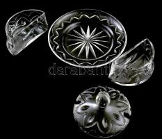 Négy részes üveg kínáló. d: 19 cm, m: 13 cm