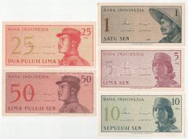 Indonézia 1964. 1s-50s (5xklf) T:UNC,AU Indonesia 1964. 1 Sen - 50 Sen (5xdiff) C:UNC,AU