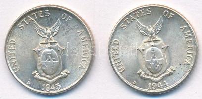 Fülöp-szigetek / Amerikai Egyesült Államok Közigazgatás 1944-1945D 10c Ag (2xklf) T:AU Philippines /...