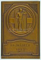 1934. "Hajmáskér 1933/4" egyoldalas bronz sport plakett. (63x90mm) T:AU,XF patina