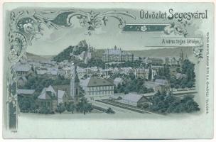 Segesvár, Schässburg, Sighisoara; a város teljes látképe. Kiadja Teutsch Frigyes, Roth G. H. fényképész tulajdona 1494. / view of the city. Art Nouveau, floral, litho