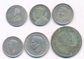 Vegyes: Nagy-Britannia / Ausztrália / Új-Zéland 1919-1957. 6db klf kis Ag érme T:XF-VF Mixed: Great Britain / Australia / New Zealand 1919-1957. 6pcs of diff small Ag coins C:XF-VF