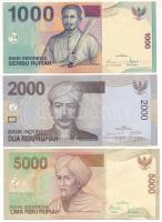 Indonézia 2000. 1000R + 2009. 2000R + 5000R T:UNC-F szép papír
Indonesia 2000. 1000 Rupiah + 2009. ...
