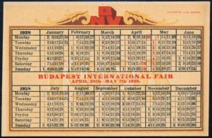 1928 Budapesti Nemzetközi Kiállítás - Budapest International Fair kártyanaptár