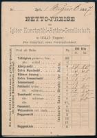 1887 Netto-Preise der Iglóer Kunstmühl-Actien-Gesellschaft - Az iglói Műmalom készítményeinek árjegy...