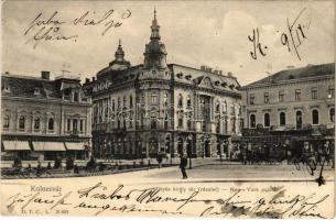 1903 Kolozsvár, Cluj; Mátyás király tér, New York palota, Tauffer Dezső, Jeszenszky Ferenc, Schefer András, Schuster Emil üzlete / square, shops (EK)