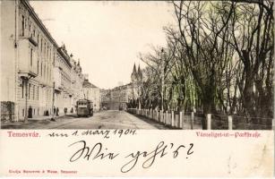 1904 Temesvár, Timisoara; Városliget út, villamos. Morawetz & Weisz kiadása / street, tram (r)