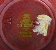 Zsolnay eozin mázas váza, cca 1920-1940, márványozott eozin mázakkal festett, jelzett, ragasztott, m...