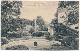 1916 Kisselmec, Liptókisselmec, Kisschelmecz, Sztiavnicska, Stiavnicka (Turóc); Révay báró kastély, szökőkút a parkban / castle park with fountain (kis szakadás / small tear)