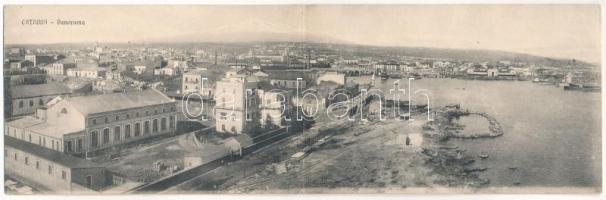 1914 Catania, industrial railway at the port - 2-tiled folding panoramacard (r)