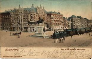 1903 Helsingborg, Parti auf det moderna Helsingborg / urban railway, locomotive, train (small tear) + PKXP. No. 65. B + BÉCS-BUDAPEST 117. SZ. vasúti mozgóposta