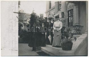 1907 Trencsénteplic, Trencianske Teplice; osztrák-magyar tisztek hölgyekkel / Austro-Hungarian K.u.K. military officers with ladies. photo (fl)