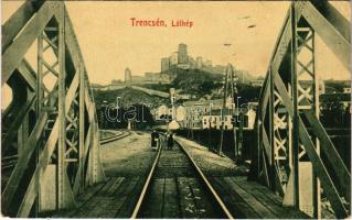 1909 Trencsén, Trencín; vasúti híd, vár. W.L. Bp. 5769. / railway bridge, castle