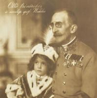 cca 1915-1936 IV. Károly magyar királyt és fiát, Habsburg Ottót bemutató fotóalbum, főként beragaszt...